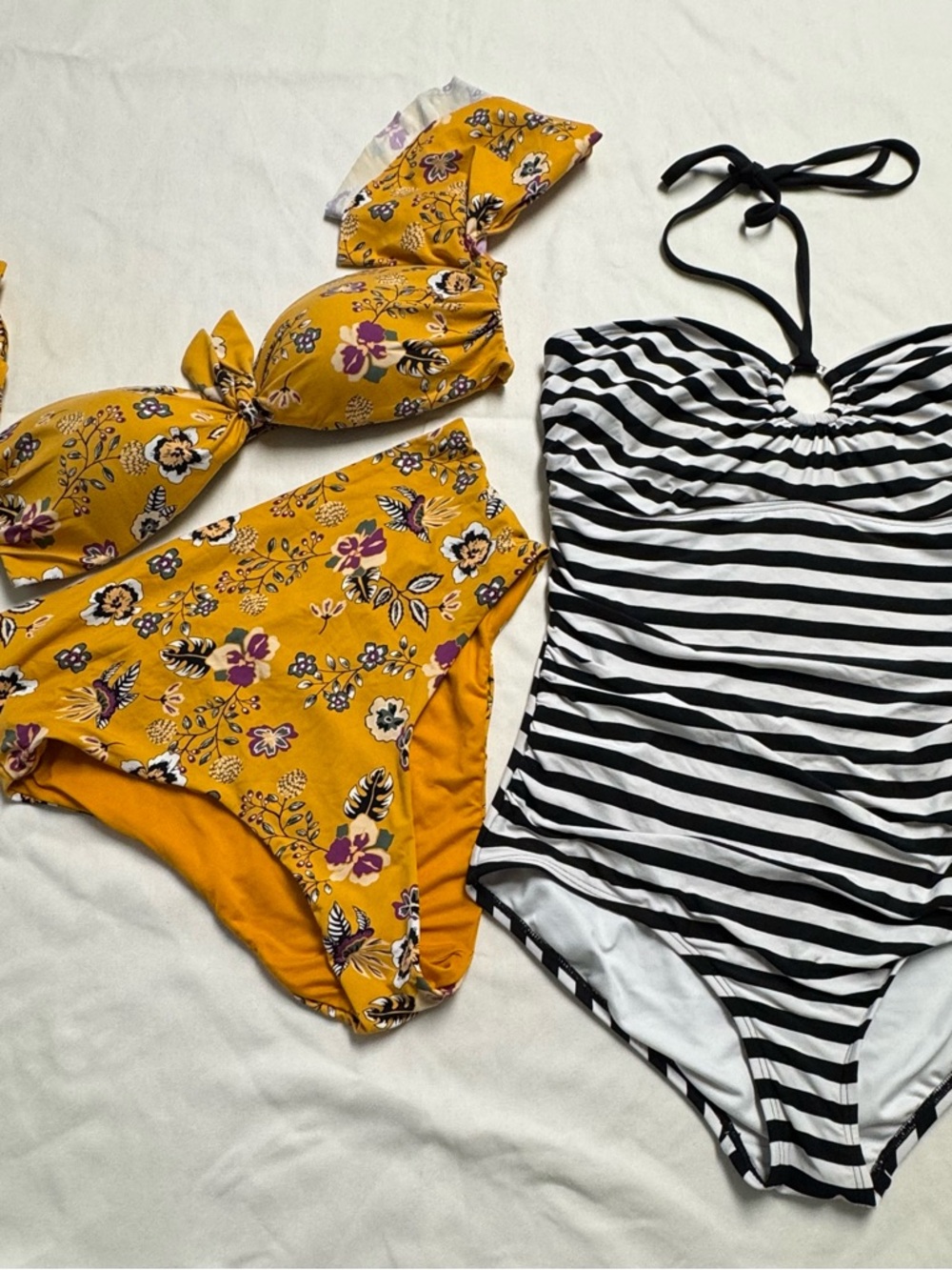 MICHAEL Michael Kors Black and White Striped Swim One-Piece and fashion nova two